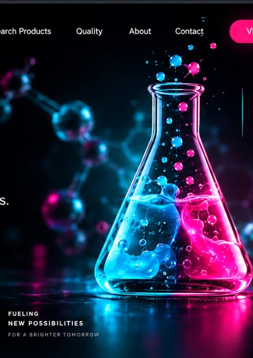 Neon blue and pink laboratory flask